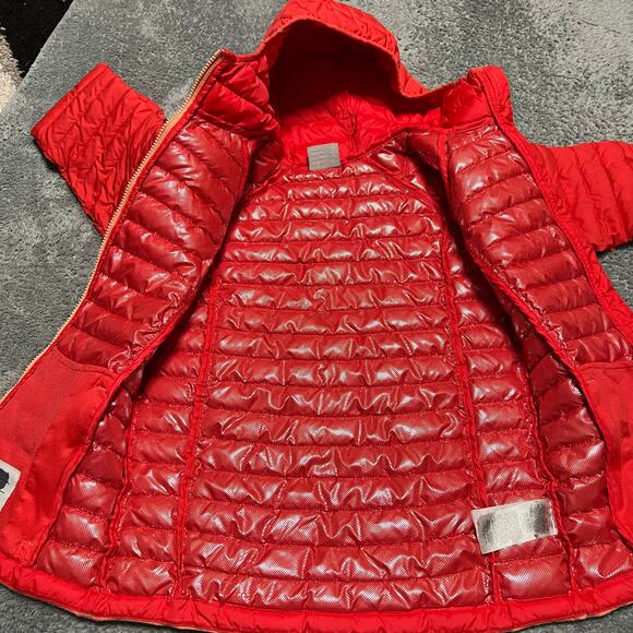 Columbia Coat Kid Youth Girls Medium 10-12 Omni Heat Puffer Hooded Orange Jacket - Picture 6 of 10